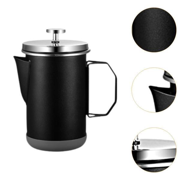 フレンチプレスコーヒーポット 1000ml フィルター付き キッチン コーヒー バー キャンプ用 ブラック