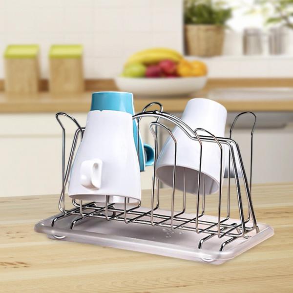 カップ乾燥スタンド コーヒーマグホルダー 6つの爪付き シンプルで持ち運びに便利な丈夫なボトルラック マグオーガナイザー