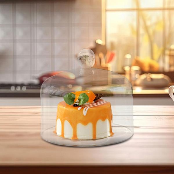 クリアケーキドームカバー 装飾ケーキカバー蓋 ウェディングケーキプレートパーティー用 S