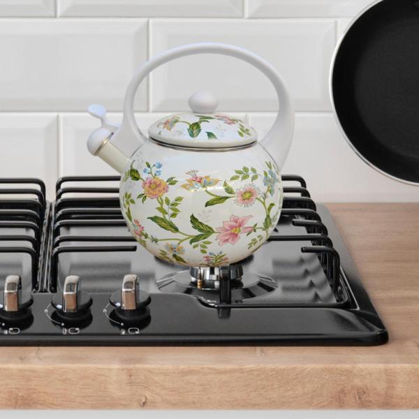 エナメルティーケトル 蓋付き ジュースジャー 快適なグリップ 2.2L 笛吹きケトル 家庭用 オフィス ビール コーヒー 冷水用