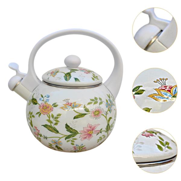 エナメルティーケトル 蓋付き ジュースジャー 快適なグリップ 2.2L 笛吹きケトル 家庭用 オフィス ビール コーヒー 冷水用