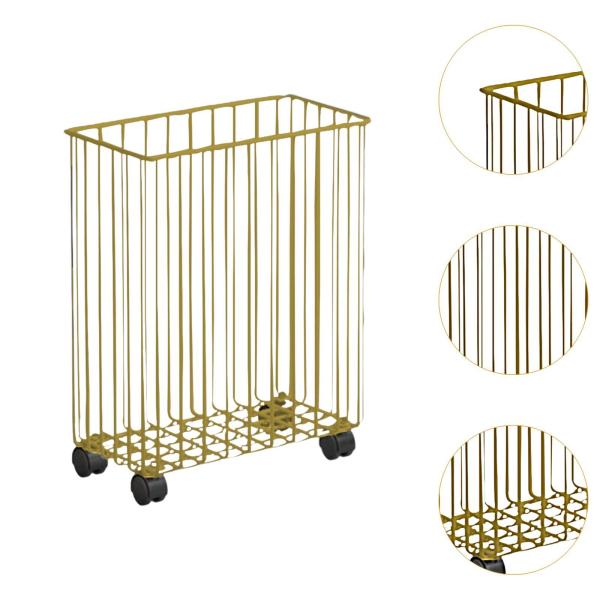 汚れた洗濯物用バスケット 多機能ランドリーバスケット ダンベル用ホイール付き ゴールド