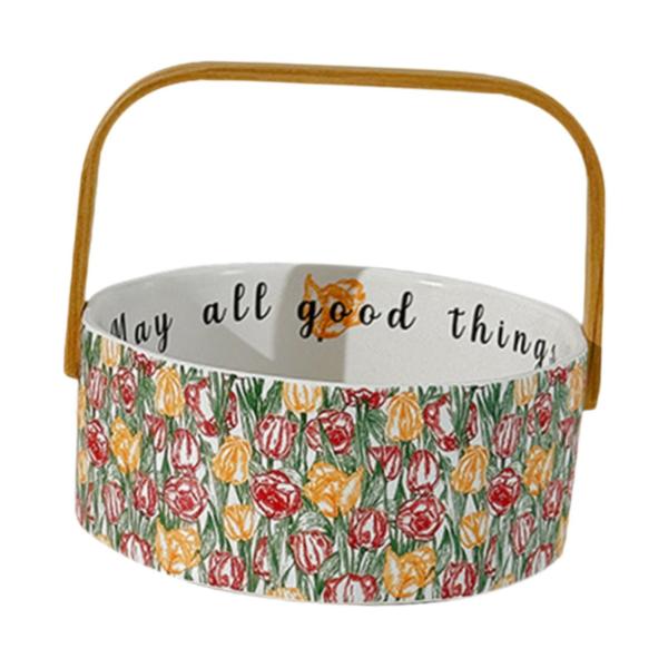 セラミックスの花柄フルーツバスケット レトロ ダイニングルームテーブルセンターピース キッチンチューリップ