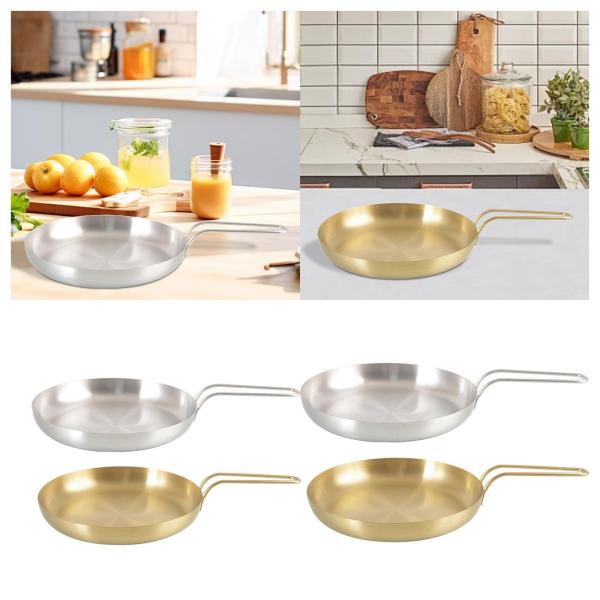 ノンスティックフライパン ラウンドフライパン フラットボトム バーベキュー食器 グリルプレート S 銀色ハンドル付き