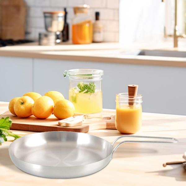 ノンスティックフライパン ラウンドフライパン フラットボトム バーベキュー食器 グリルプレート M 銀色ハンドル付き
