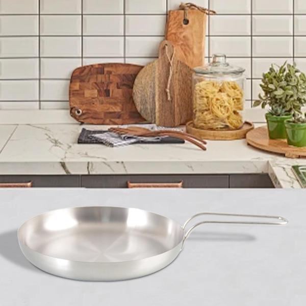 ノンスティックフライパン ラウンドフライパン フラットボトム バーベキュー食器 グリルプレート M 銀色ハンドル付き