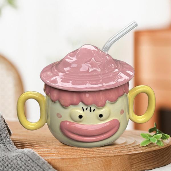 漫画セラミックマグカップ ノベルティコーヒーカップ 飲み物 カプチーノ ホリデーギフト ピンク