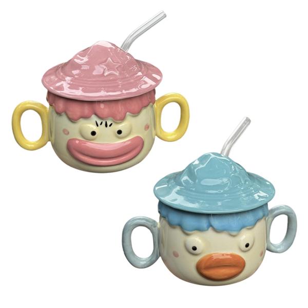 漫画セラミックマグカップ ノベルティコーヒーカップ 飲み物 カプチーノ ホリデーギフト ピンク