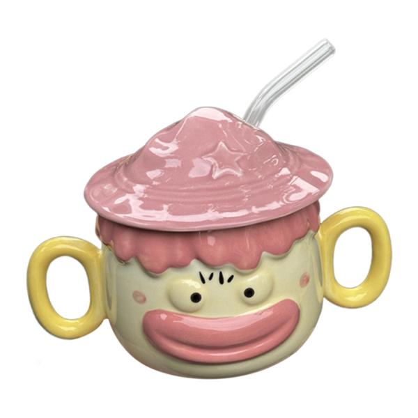 漫画セラミックマグカップ ノベルティコーヒーカップ 飲み物 カプチーノ ホリデーギフト ピンク