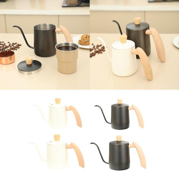 ドリップコーヒーケトル ティーポット グースネックケトル コーヒーショップ バー キャンプ用 350ML ホワイト