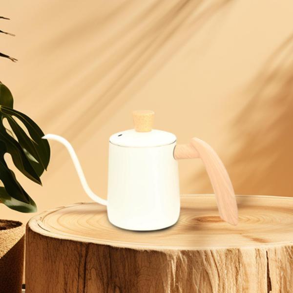 ドリップコーヒーケトル ティーポット グースネックケトル コーヒーショップ バー キャンプ用 350ML ホワイト