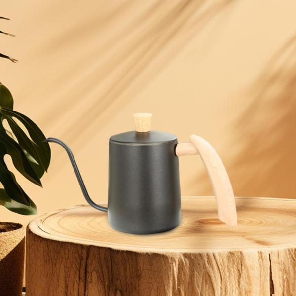 ドリップコーヒーケトル ティーポット グースネックケトル コーヒーショップ バー キャンプ用 350ML ブラック