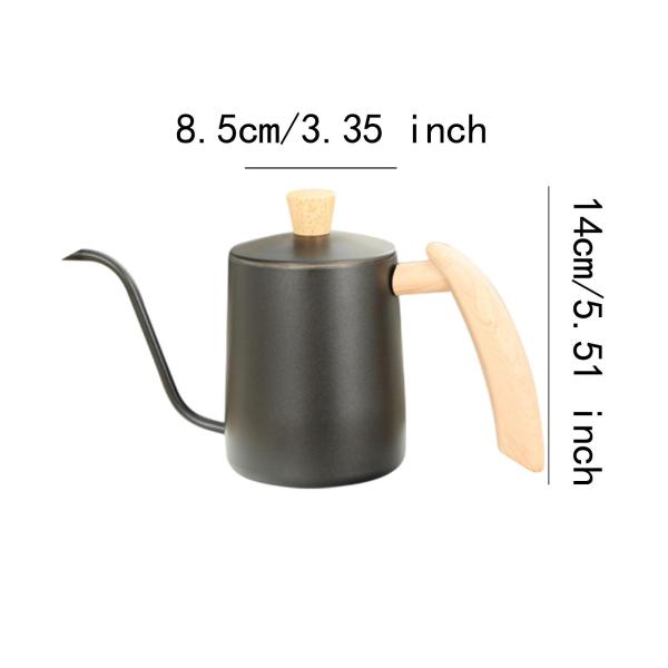 ドリップコーヒーケトル ティーポット グースネックケトル コーヒーショップ バー キャンプ用 600ML ブラック