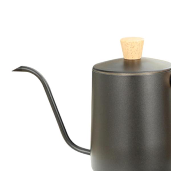 ドリップコーヒーケトル ティーポット グースネックケトル コーヒーショップ バー キャンプ用 600ML ブラック
