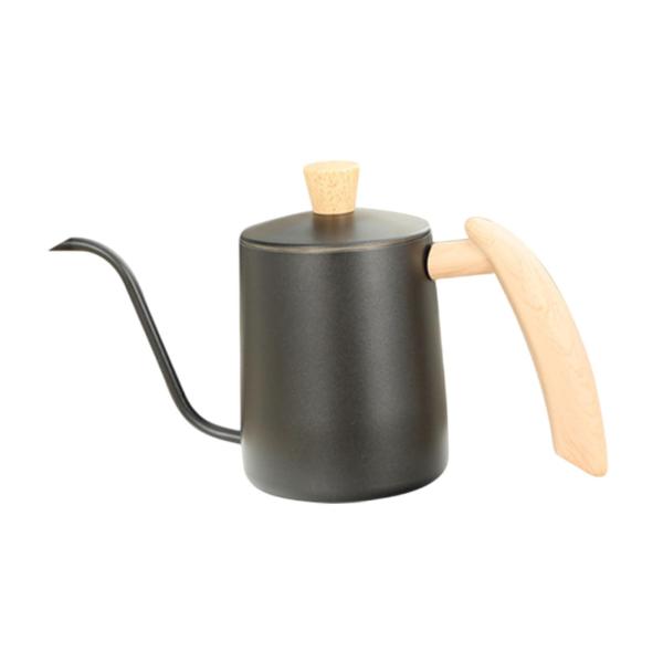 ドリップコーヒーケトル ティーポット グースネックケトル コーヒーショップ バー キャンプ用 600ML ブラック