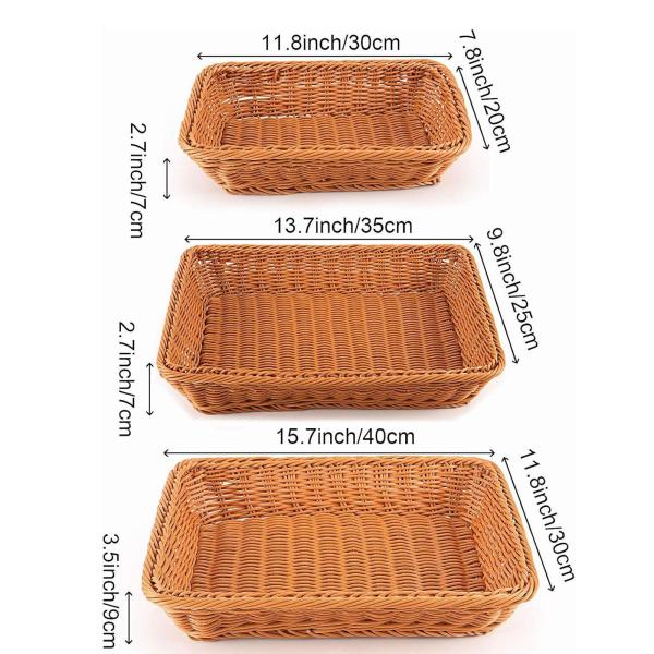 3 個のパンバスケット織フルーツバスケット素朴な装飾収納バスケット食品レストランスナックホームキッチン用サービングバスケット