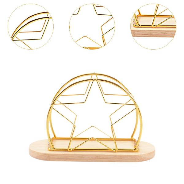 ナプキンホルダー 金属ワイヤー付き ナプキン収納ボックス カウンタートップ ホームキッチン用 スターとゴールド