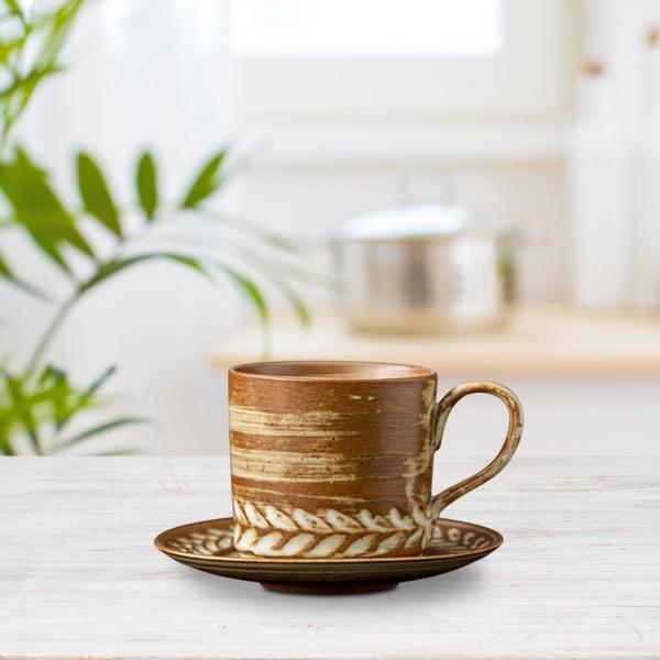 エスプレッソカップ ソーサー付き ミルクマグ 食器 ドリンクウェア ハンドル付き 素朴なコーヒーマグ ホットティーカップ カフェ キッチン レストラン