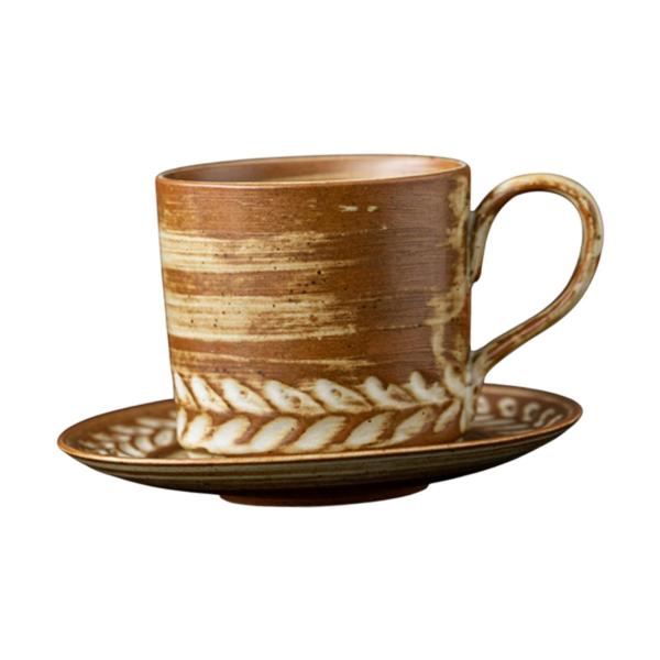 エスプレッソカップ ソーサー付き ミルクマグ 食器 ドリンクウェア ハンドル付き 素朴なコーヒーマグ ホットティーカップ カフェ キッチン レストラン