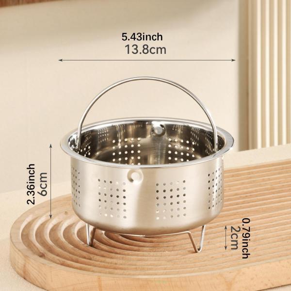 食品蒸し器 ハンドル付き 野菜蒸し器 バスケット  鶏肉 野菜用 13.8cmx8cm 排水穴