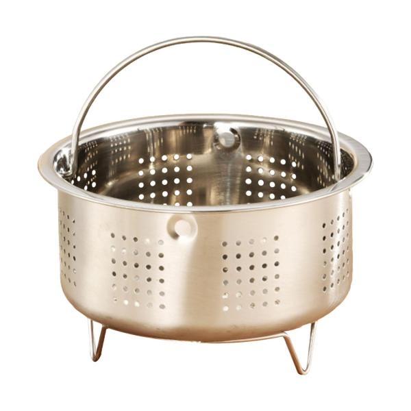 食品蒸し器 ハンドル付き 野菜蒸し器 バスケット  鶏肉 野菜用 13.8cmx8cm 排水穴