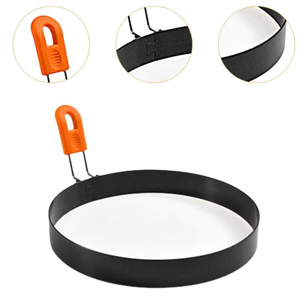 フライドエッグリングエッグシェーパーシリコンハンドルとサンドイッチポーチドエッグパンケーキのための再利用可能なパンケーキリングパンケーキリング