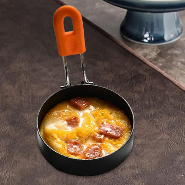 フライドエッグリングエッグシェーパーシリコンハンドルとサンドイッチポーチドエッグパンケーキのための再利用可能なパンケーキリングパンケーキリング