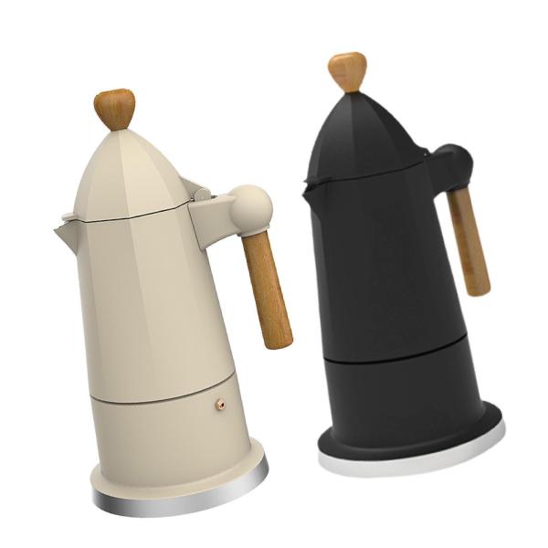 イタリア製モカポット 6カップ 八角形エスプレッソメーカー キャンプ レストラン カフェ用 ホワイト