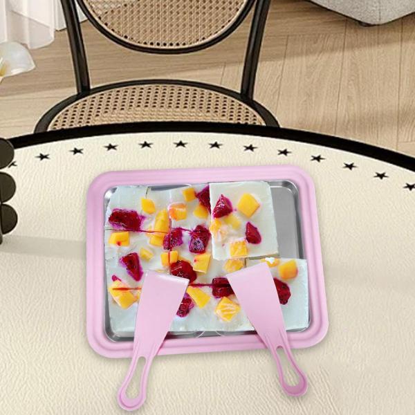 インスタントクリームメーカー 自家製コールドパンプレート シャーベット用 フローズンヨーグルト  ピンク