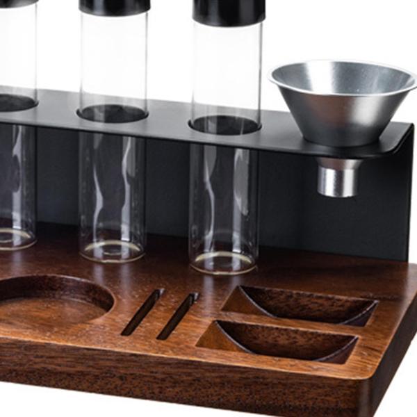 シールされたコーヒービーンセラーズ排気バルブ蓋付きの木製スタンドストレージジャーコンテナ8単一用量コーヒー豆チューブ