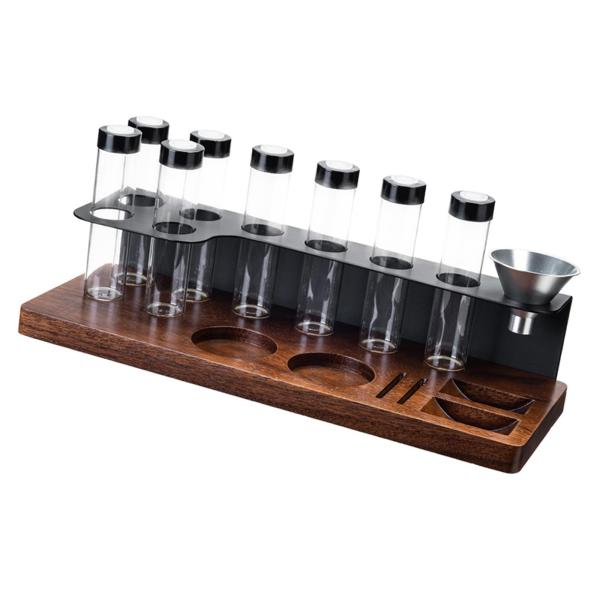 シールされたコーヒービーンセラーズ排気バルブ蓋付きの木製スタンドストレージジャーコンテナ8単一用量コーヒー豆チューブ