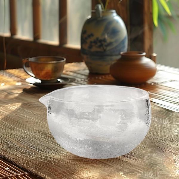 注ぎ口付き抹茶碗 儀式用抹茶茶碗 水出し用 冷水/熱湯用 透明