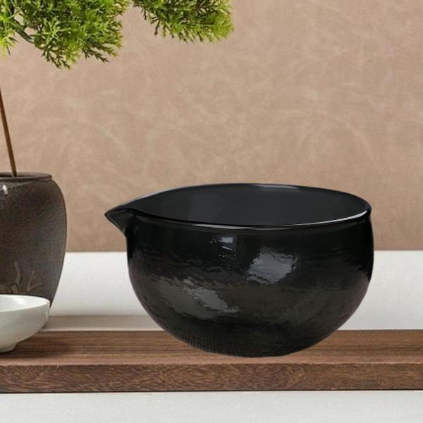 抹茶碗（注ぎ口付き）水出し用・お湯出し用抹茶茶碗（黒）