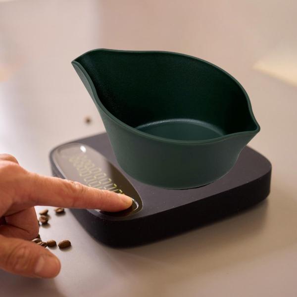 コーヒー豆計量カップ 軽量 お手入れ簡単 丈夫なリーフティー計量容器 グリーン