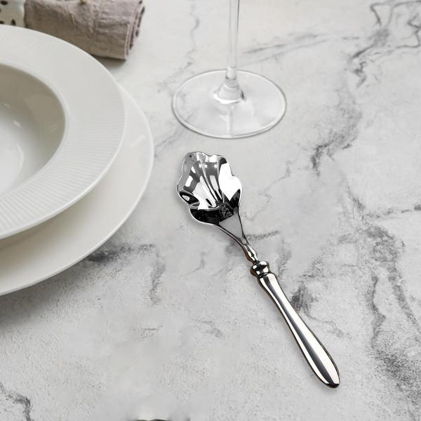サービングスプーン シェル型 多機能 家庭用 レストラン ファミリーディナー用 シルバー 小