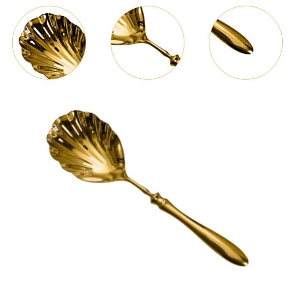 サービングスプーン シェル型 多機能 家庭用 レストラン ファミリーディナー用 ゴールド ラージ