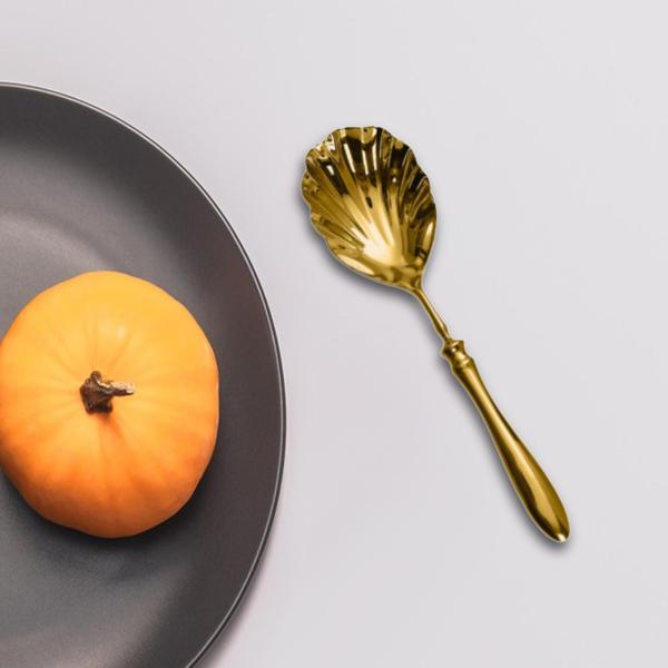 サービングスプーン シェル型 多機能 家庭用 レストラン ファミリーディナー用 ゴールド ラージ