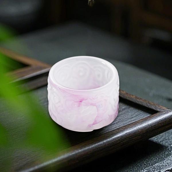 カンフーティーカップ 色付き釉薬 クリエイティブ コンパクト ホームオフィス用 50ml ドリンクウェア ピンク
