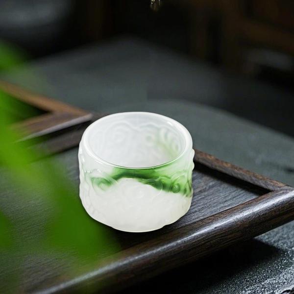 カンフーティーカップ 色付き釉薬 クリエイティブ コンパクト ホームオフィス用 50ml ドリンクウェア グリーン