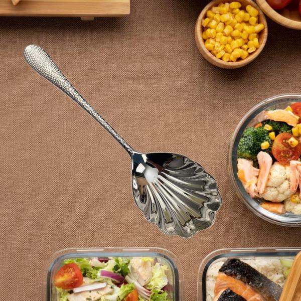 ビュッフェ 宴会 サービングスプーン フラットウェア シェル型 お手入れ簡単 ステンレススチール製サーブウェア 家庭用 レストラン ファミリーディナー