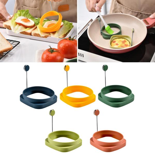 エッグフライリングセット、エッグクックリング、ポータブルアクセサリー、朝食用シリコンモデル、ハンドル付き、朝食、キャンプ、サンドイッチ用