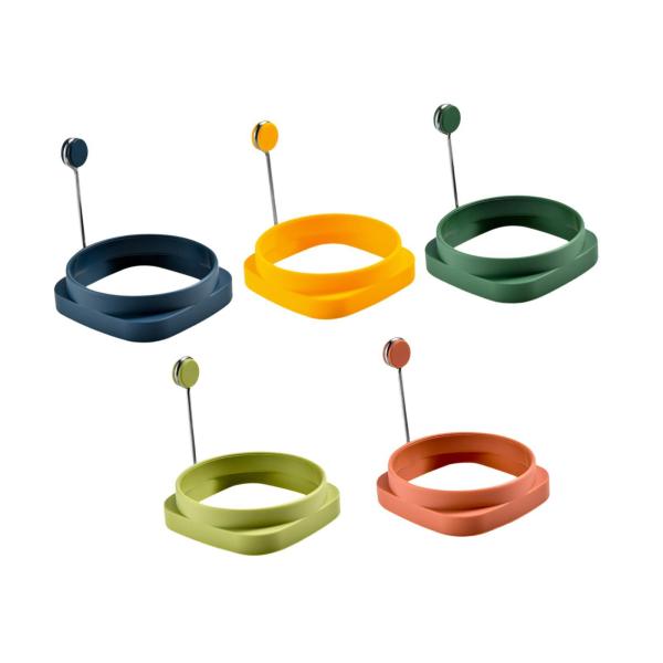 エッグフライリングセット、エッグクックリング、ポータブルアクセサリー、朝食用シリコンモデル、ハンドル付き、朝食、キャンプ、サンドイッチ用