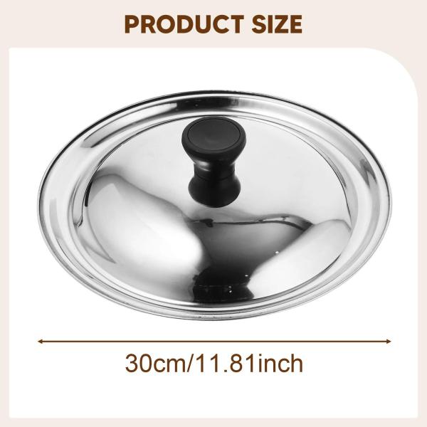ステンレススチール製鍋蓋 丸型フライパン 鍋蓋 キャンプ ピクニック アウトドア用 30cm