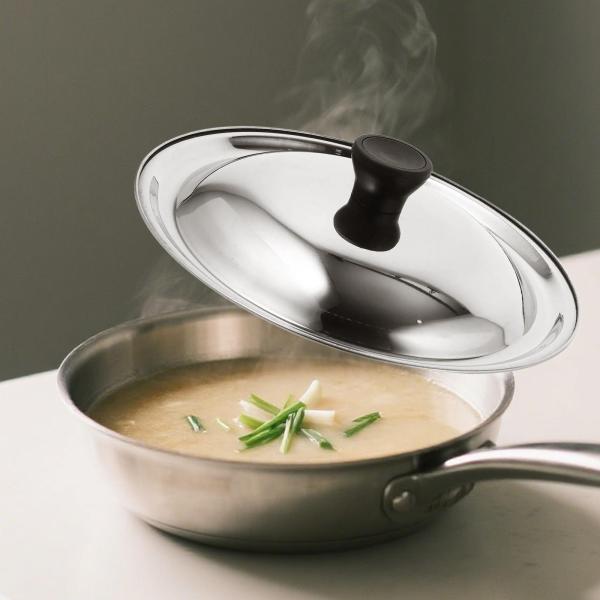 ステンレススチール製鍋蓋 丸型フライパン 鍋蓋 キャンプ ピクニック アウトドア用 30cm