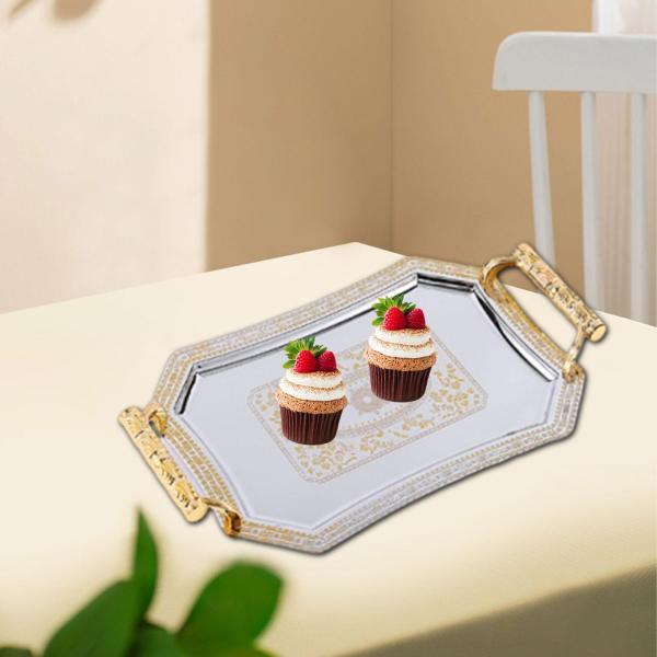 サービングトレイ装飾 ステンレススチール製オーナメント ホリデーホームキッチンパーティー用 ゴールド