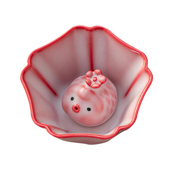 陶器製ティーカップ装飾品 カンフーティーカップ ユニーク ティーペット付き ギフト オフィス用