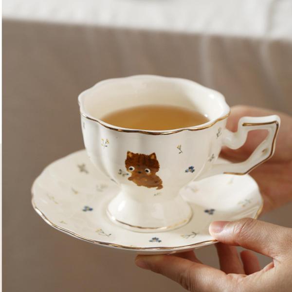 カプチーノカップ、ソーサー付き、パーティーレストランコーヒー用磁器コーヒーカップ、包装箱付き