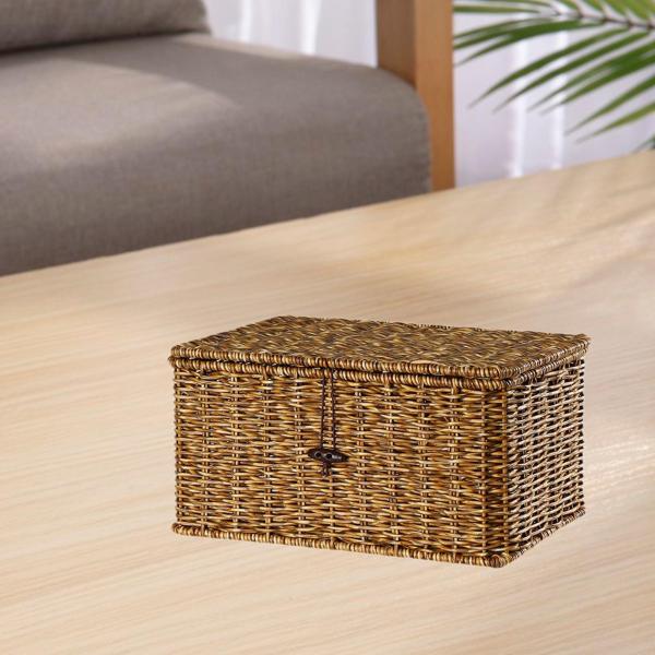 収納バスケット 蓋付き 棚付き バスケット 収納 キッチン 子供部屋 リビングルーム 29 cmx21 cmx15 cm
