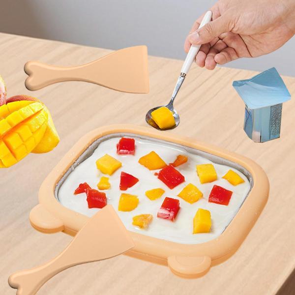 非電気式ミニヨーグルトアイスクリームメーカー 小型軽量 DIY フローズンスイーツ ダストカバー付き