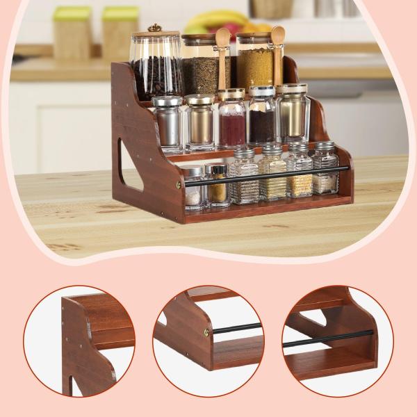 木製ディスプレイライザースタンド 段付き香水オーガナイザー ギフト オフィス 実用ディスプレイ棚 クラフトキャビネット用3段スパイスラック
